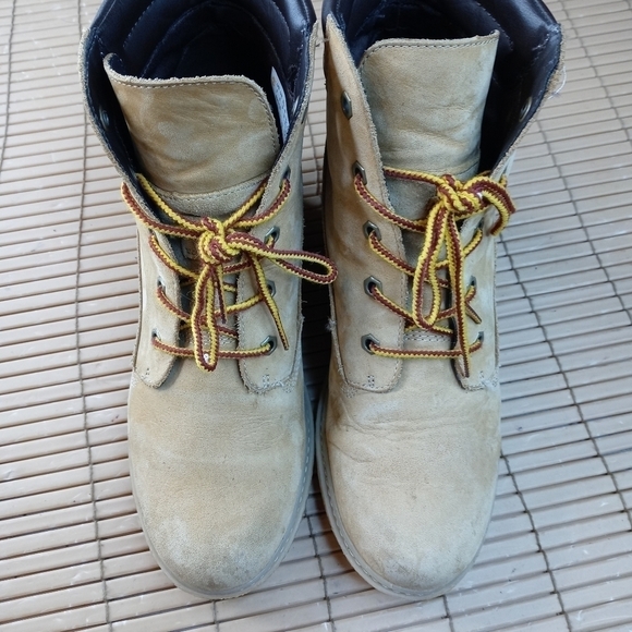 Timberland "Amston" Wedge Heel Wheat Nubuck paracord lace lug sole Boots 8251A - Picture 2 of 10